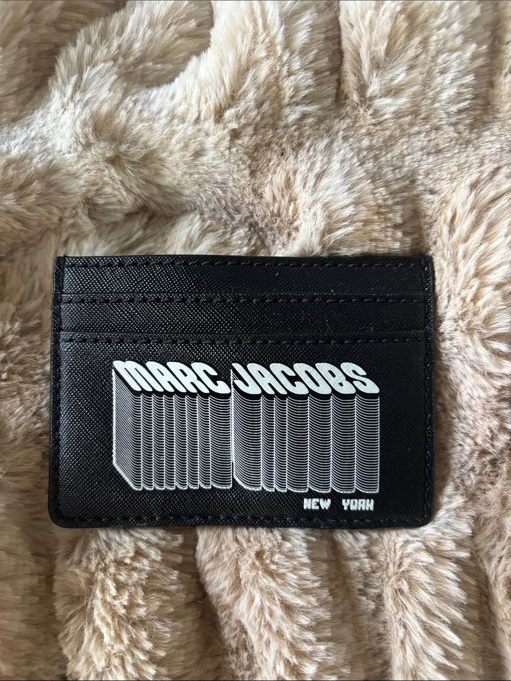Marc Jacobs Black Card Holder with White Graphic Logo